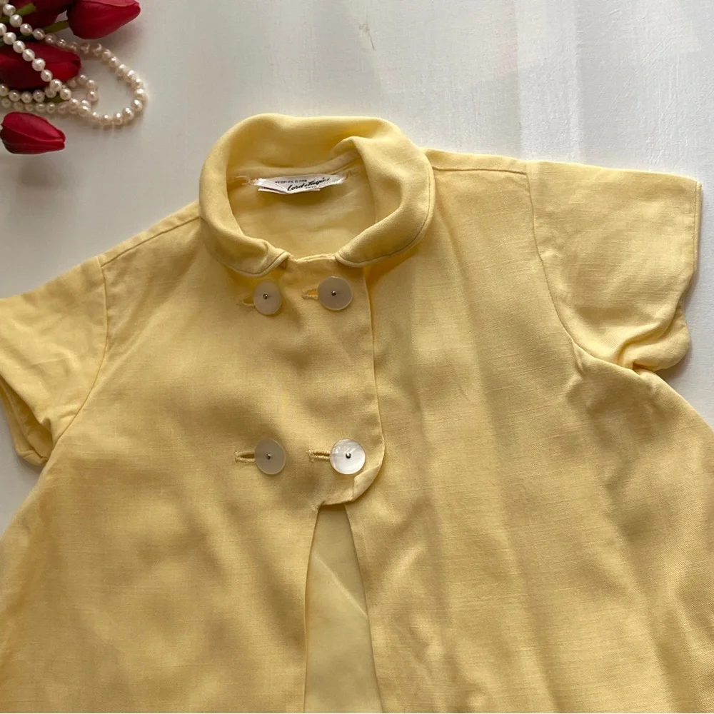 Vintage Youngland Baby Girl Swing Coat Jacket Yellow Heirloom Sz 12-18 Months